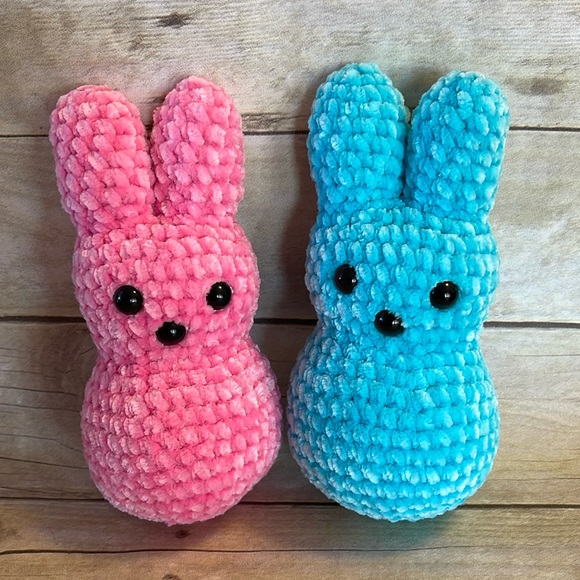 Handmade Other - Easter Peeps Handmade Crochet Set of Two 7 Inches Tall Pink & Turquoise